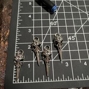 Silver tone bird raven pendant charms jewelry making gothic punk